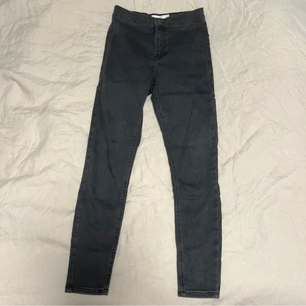 Topshop Joni Jeans Skinny Ankle Washed Black W28 L30 2010s Model Off Duty